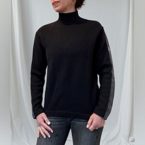 Victorinox 100% Wool Black Sweater with Gray Stripe